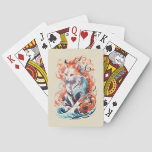 Baraja De Cartas Diseño De Gatos Cuadros En Estilo Neotradicional
