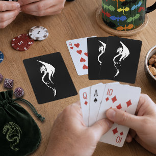Baraja De Cartas Diseño de ilustración de dragón tribal blanco negr