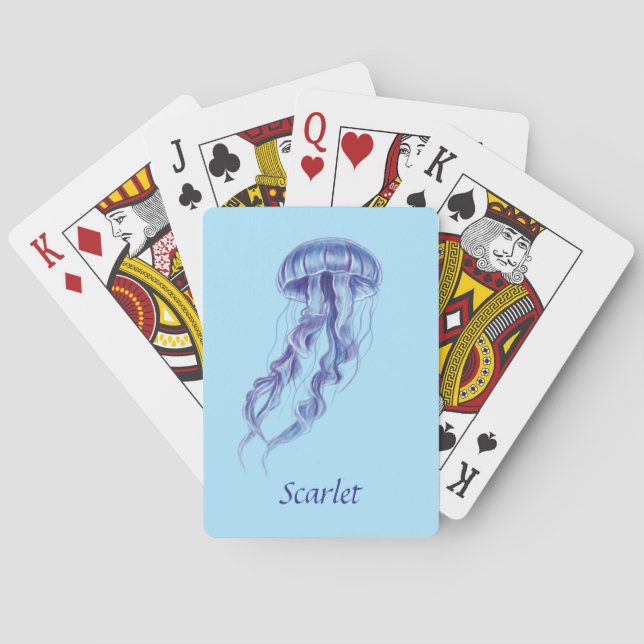 Baraja De Cartas Diseño de ilustracion Purple Jellyfish personaliza (Reverso)