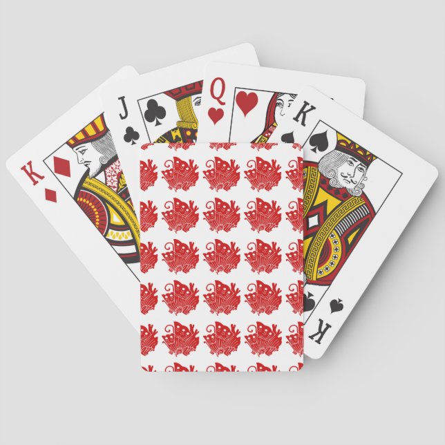 Baraja De Cartas Diseño de Kamon japonés con mariposa asiática (Reverso)