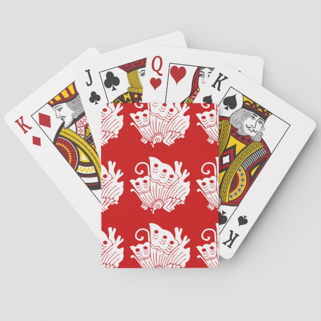 Baraja De Cartas Diseño de Kamon japonés con mariposa asiática (Reverso)