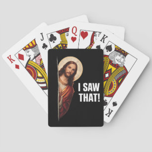 Baraja De Cartas Diseño de meme cristiano divertido de Jesús "Lo vi