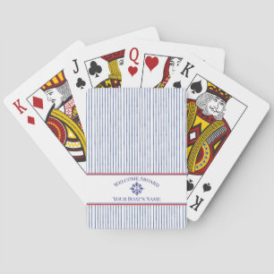 Baraja De Cartas Diseño de nombre de barco con monograma de franja 