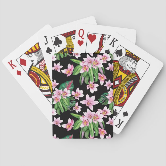 Baraja De Cartas Diseño de orquídeas acuarelas 27 (Reverso)