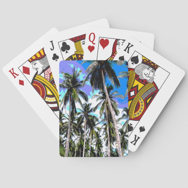 Baraja De Cartas Diseño de Palmeras Tropicales. (Reverso)