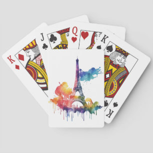 Baraja De Cartas Diseño de París con manchas coloridas