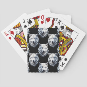 Baraja De Cartas Diseño de patrón de cabeza de lobo blanco