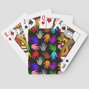 Baraja De Cartas Diseño de patrón de huella de mano colorida negra