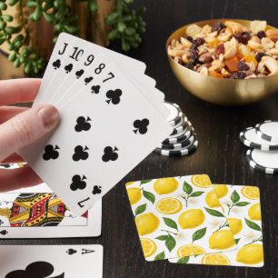 Baraja De Cartas Diseño de patrón de limón   Impresión de verano de