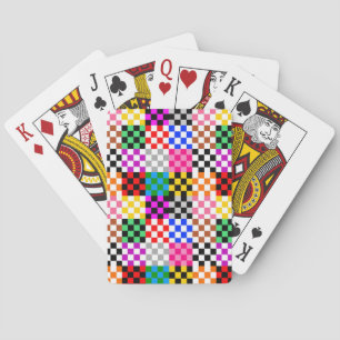 Baraja De Cartas Diseño de Patrón de Parche Mosaico Colorido a Cuad
