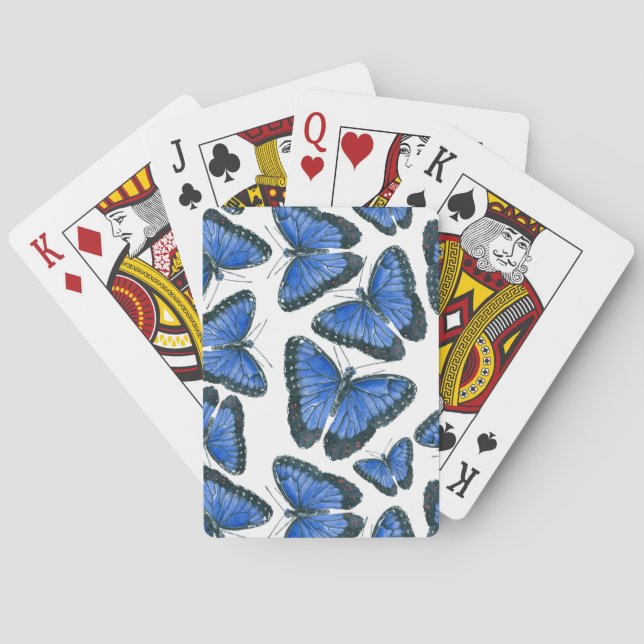 Baraja De Cartas Diseño de patrones de morfo azul de mariposa (Reverso)