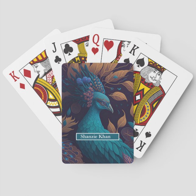 Baraja De Cartas diseño de pavo real (Reverso)