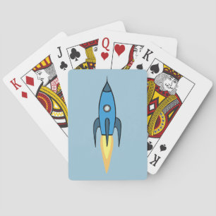 Baraja De Cartas Diseño de Personalizado Cute de Rocketship Blue Re