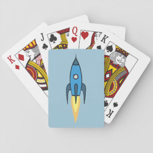Baraja De Cartas Diseño de Personalizado Cute de Rocketship Blue Re