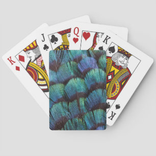 Baraja De Cartas Diseño de pluma de faisán azul-verde