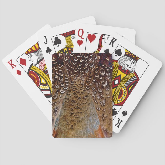 Baraja De Cartas Diseño de pluma de faisán marrón (Reverso)