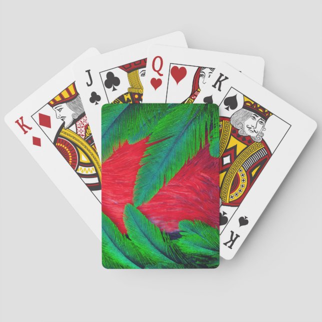 Baraja De Cartas Diseño de plumas Quetzal resplandeciente (Reverso)