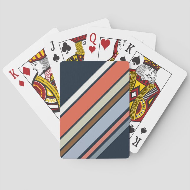 Baraja De Cartas Diseño de rayas de estilo retro diagonal (Reverso)