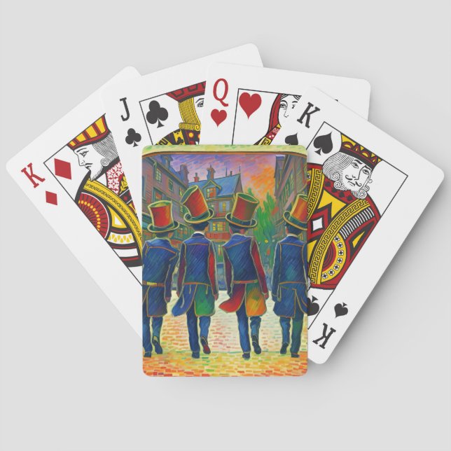 Baraja De Cartas diseño de sombrero de copa (Reverso)