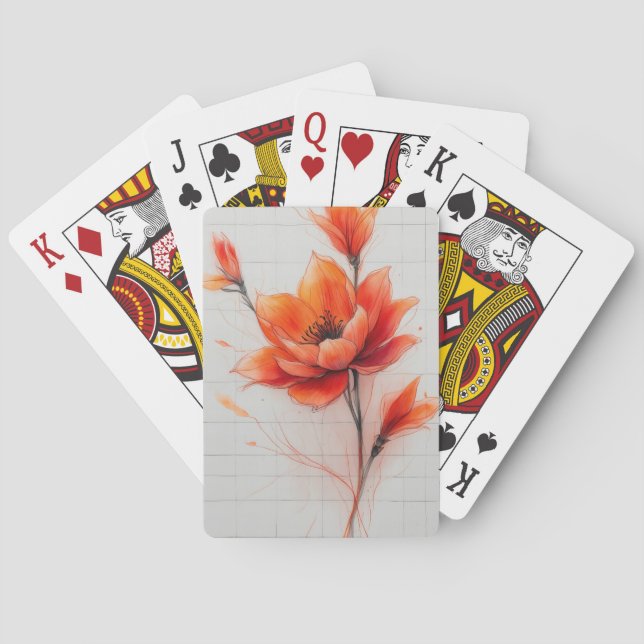 Baraja De Cartas Diseño de sueño floral Arte elegante (Reverso)