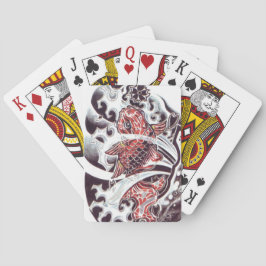 Baraja De Cartas Diseño de tatuaje de koi rojo