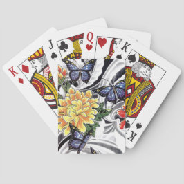 Baraja De Cartas Diseño de tatuaje de peonía amarilla y mariposa
