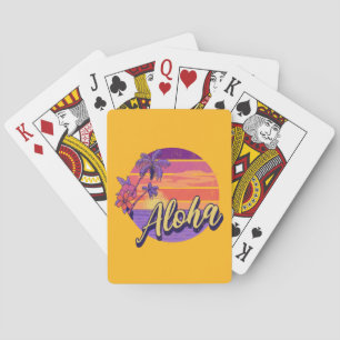 Baraja De Cartas Diseño de texto de estilo retro "Aloha"