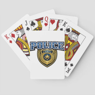 Baraja De Cartas Diseño de texto en negrita de placa de policía