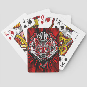 Baraja De Cartas Diseño de tótem tribal Haida de lobo