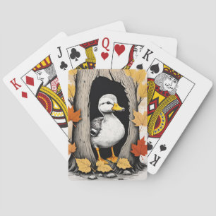 Baraja De Cartas Diseño del patrón de Ducklings Curiosos y hojas de