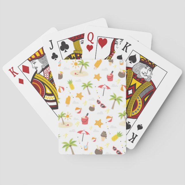 Baraja De Cartas Diseño del patrón de vacaciones de playa tropical  (Reverso)