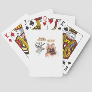 Baraja De Cartas Diseño Divertido de Vida Silvestre de Oso y Ciervo