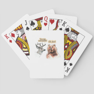 Baraja De Cartas Diseño Divertido de Vida Silvestre de Oso y Ciervo