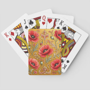 Baraja De Cartas Diseño dorado de amapola fleur