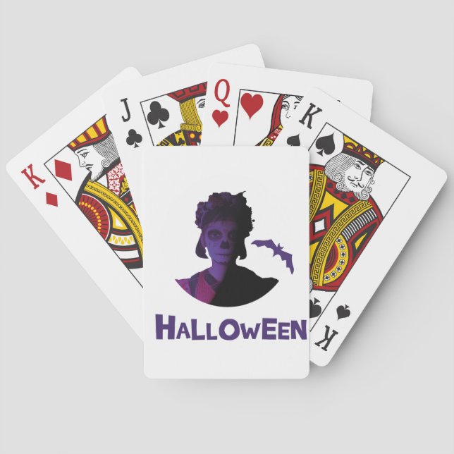 Baraja De Cartas Diseño festivo de Chica mexicano de Halloween (Reverso)