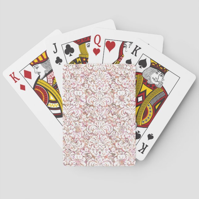 Baraja De Cartas Diseño floral blanco y rosa (Reverso)