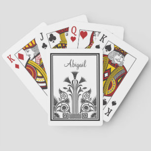 Baraja De Cartas Diseño floral del Victorian blanco y negro
