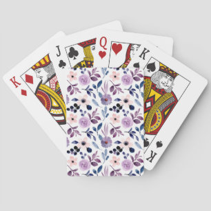 Baraja De Cartas Diseño floral delicado con hojas de lavanda navy