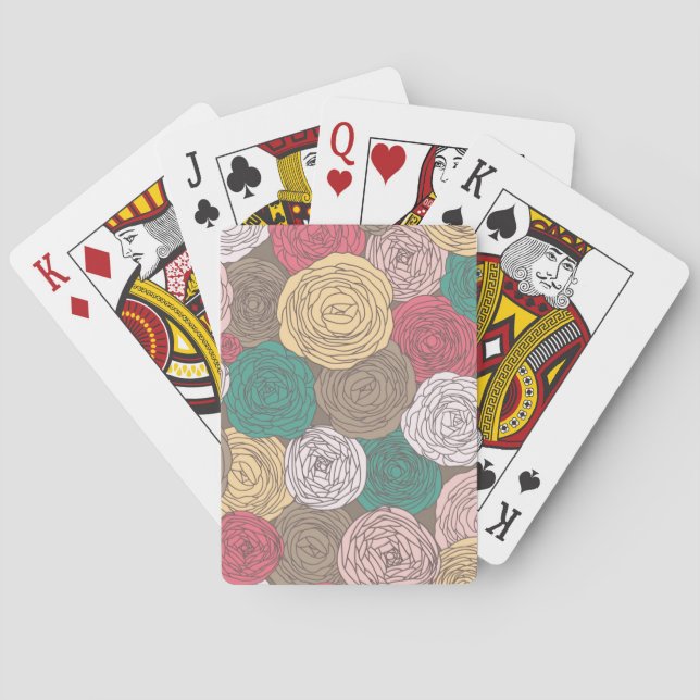 Baraja De Cartas Diseño floral elegante. Floral brillante (Reverso)