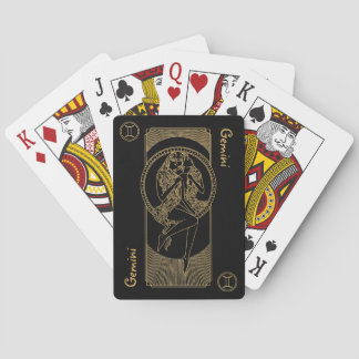 Baraja De Cartas Diseño Gemini Zodiac Gold y Black