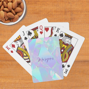 Baraja De Cartas Diseño iridiscente azul verdoso y púrpura, nombre