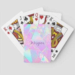 Baraja De Cartas Diseño iridiscente de color azul verdoso y rosa, n