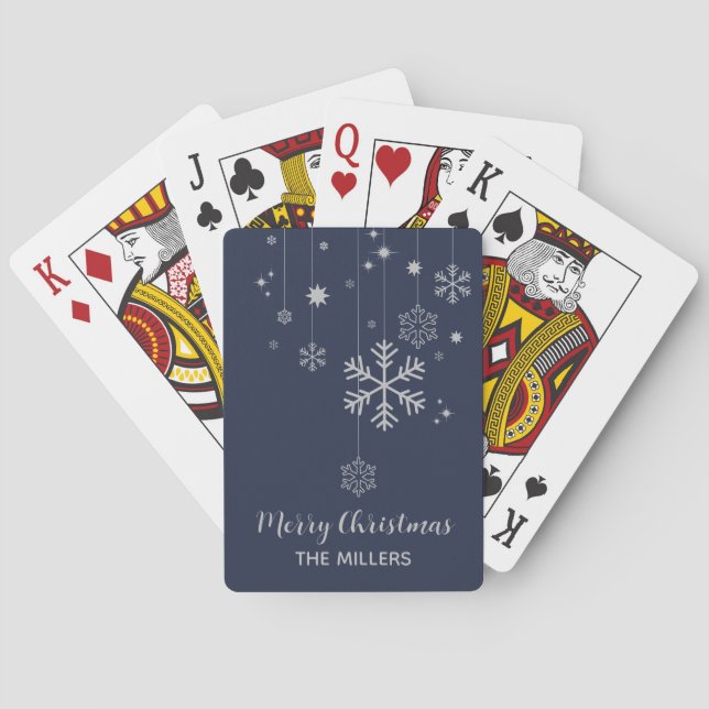 Baraja De Cartas Diseño mínimo de Navidades con copos de nieve (Reverso)