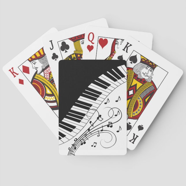 Baraja De Cartas Diseño musical de teclado de piano (Reverso)