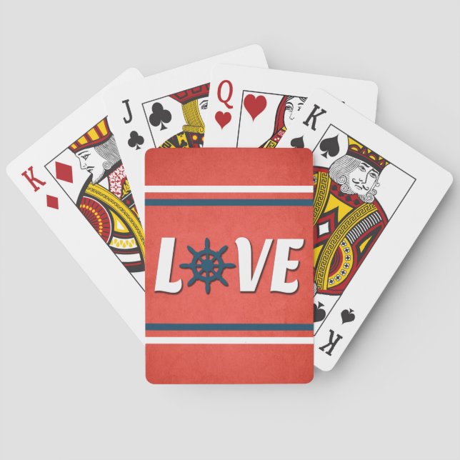 Baraja De Cartas Diseño náutico de amor (Reverso)