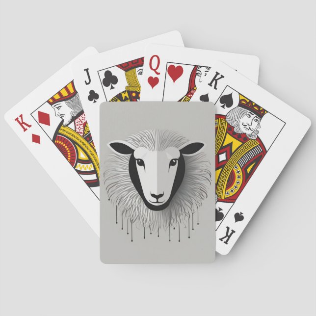 Baraja De Cartas Diseño ovino minimalista (Reverso)