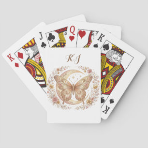 Baraja De Cartas Diseño personalizado Flor de Luna Mariposa Dorada