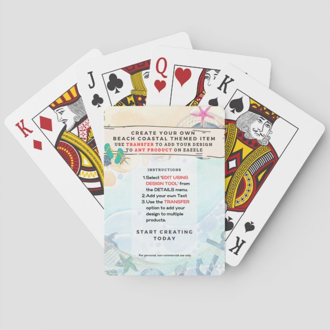 Baraja De Cartas Diseño Propio Playa Costera Náutica (Reverso)