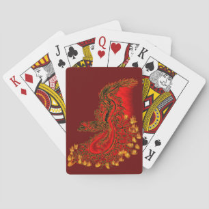 Baraja De Cartas Diseño rojo y dorado de China Dragon