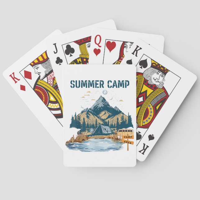 Baraja De Cartas Diseño sencillo en el campamento de verano (Reverso)